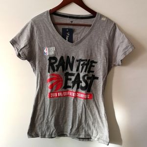 Brand New Women's V-neck Toronto Raptors 2019 NBA Champions T-shirt, Grey, Small